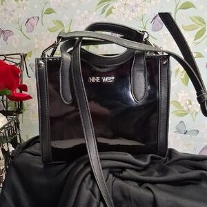 Nine West Glossy Black Crossbody Bag